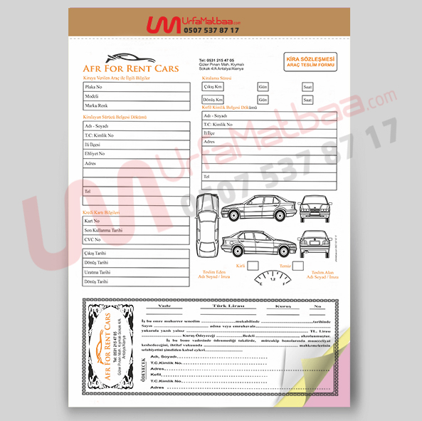 Oto Kiralama Sözleşmesi Rentacar Sözleşmesi